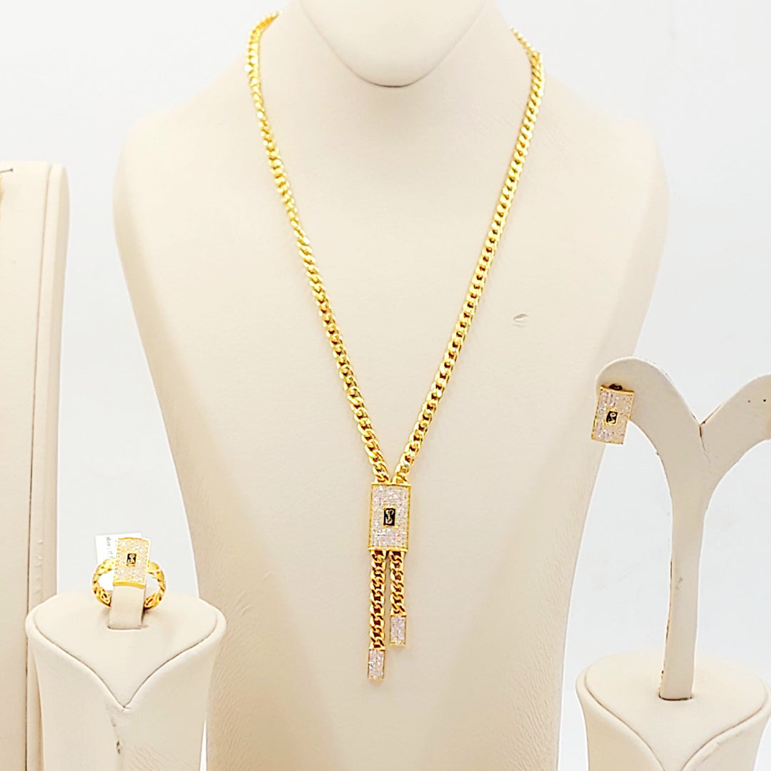 21K طقم جنزير مرصع-مجوهرات الشيخ سعيد-Saeed Jewelry 