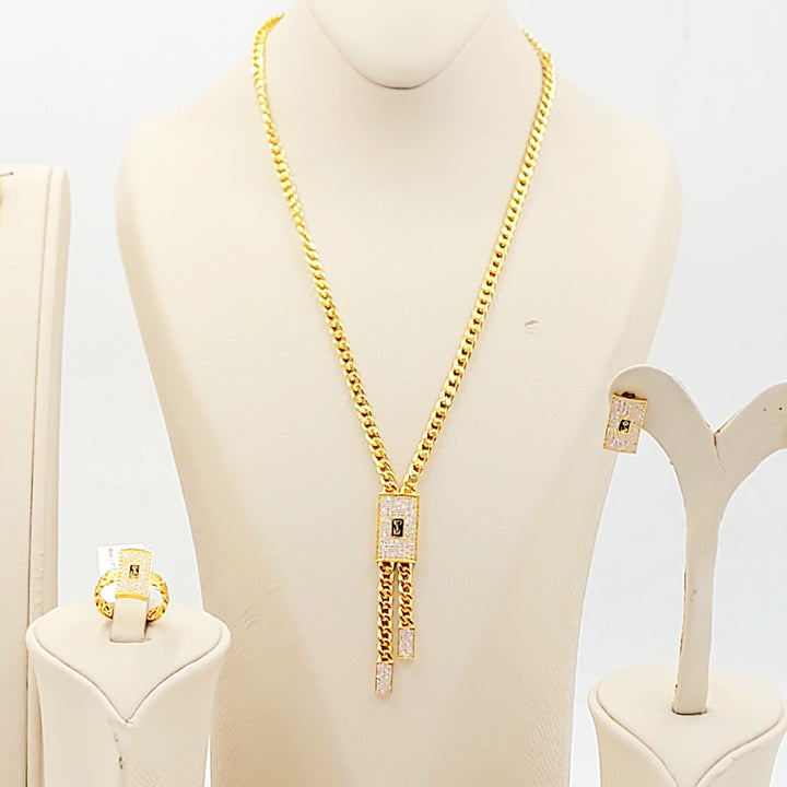 21K طقم جنزير مرصع-مجوهرات الشيخ سعيد-Saeed Jewelry 