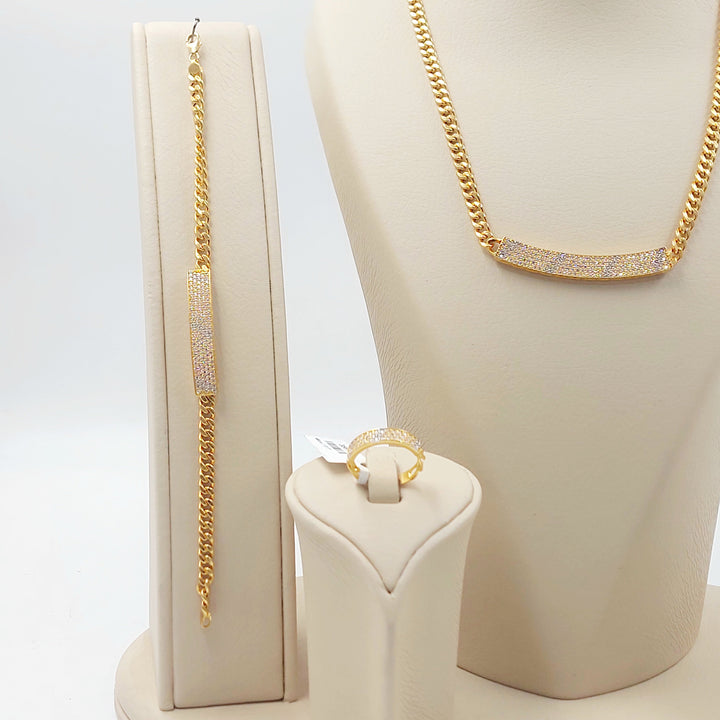 21K طقم جنزير مرصع-مجوهرات الشيخ سعيد-Saeed Jewelry 