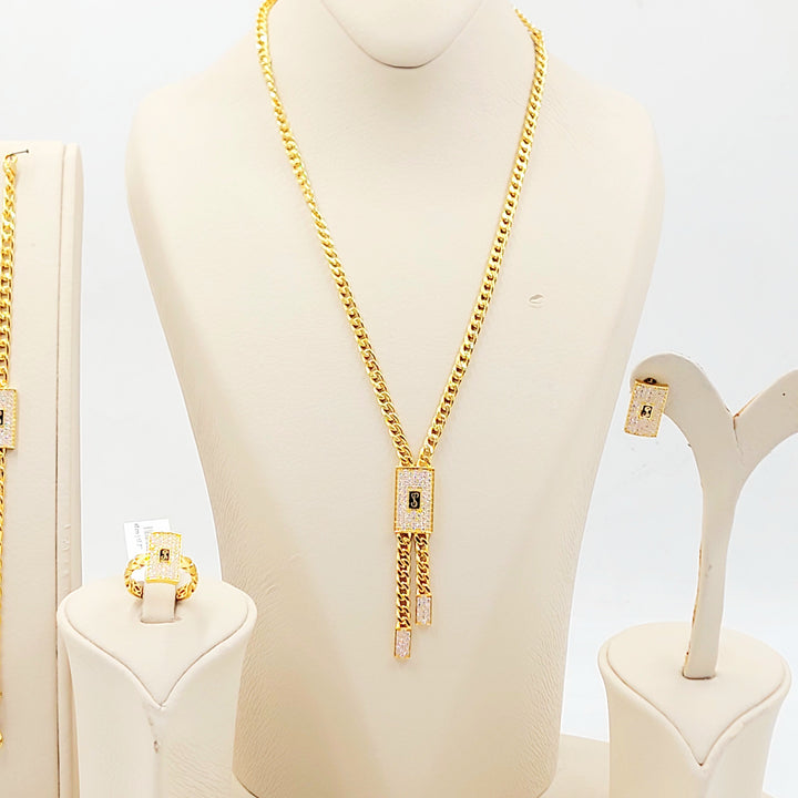 21K طقم جنزير مرصع-مجوهرات الشيخ سعيد-Saeed Jewelry 