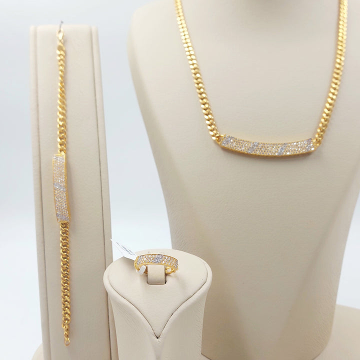 21K طقم جنزير مرصع-مجوهرات الشيخ سعيد-Saeed Jewelry 