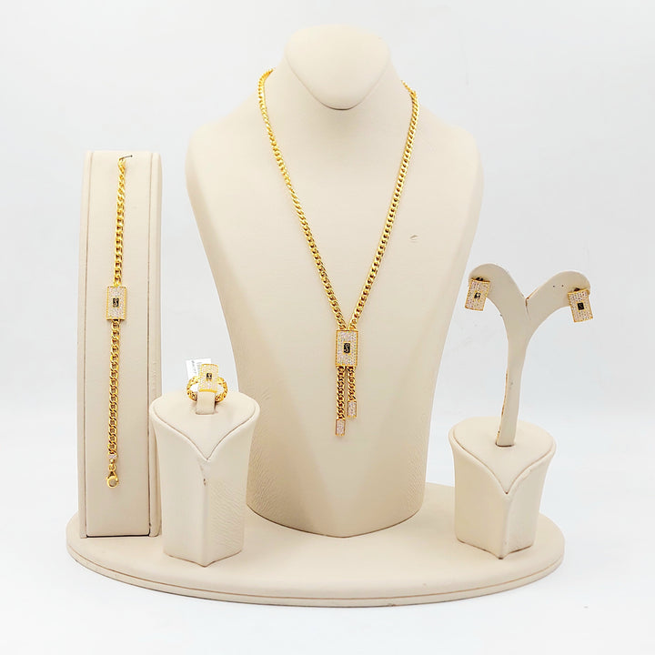 21K طقم جنزير مرصع-مجوهرات الشيخ سعيد-Saeed Jewelry 