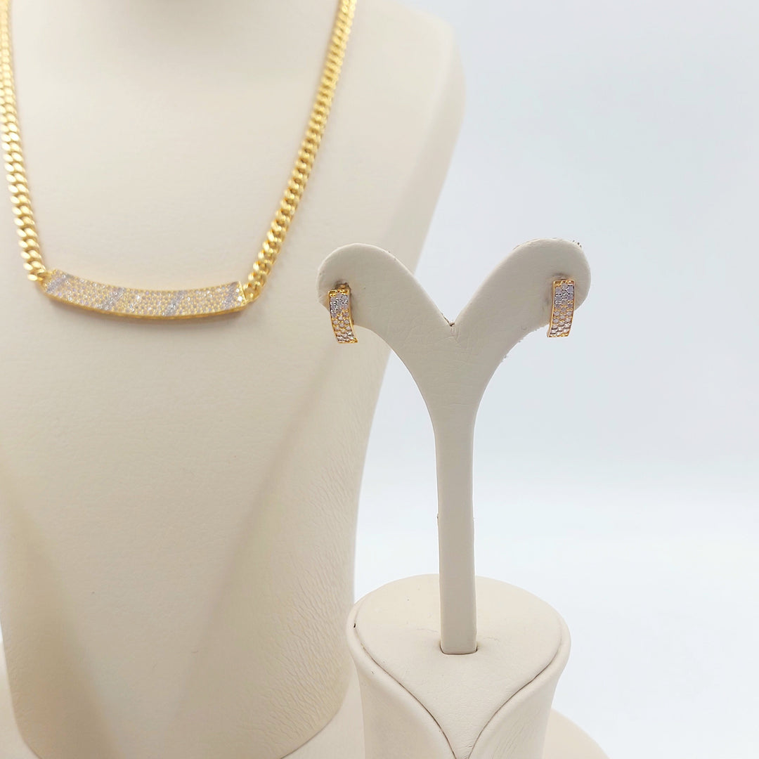 21K طقم جنزير مرصع-مجوهرات الشيخ سعيد-Saeed Jewelry 