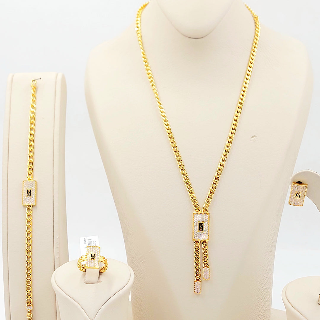 21K طقم جنزير مرصع-مجوهرات الشيخ سعيد-Saeed Jewelry 