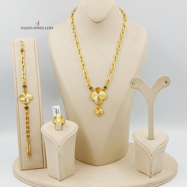 21K Gold Paperclip Clover Set by Saeed Jewelry - Image 1