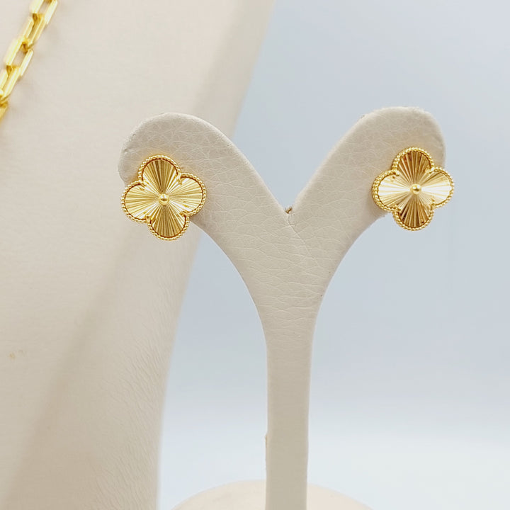 21K Gold Paperclip Clover Set by Saeed Jewelry - Image 2