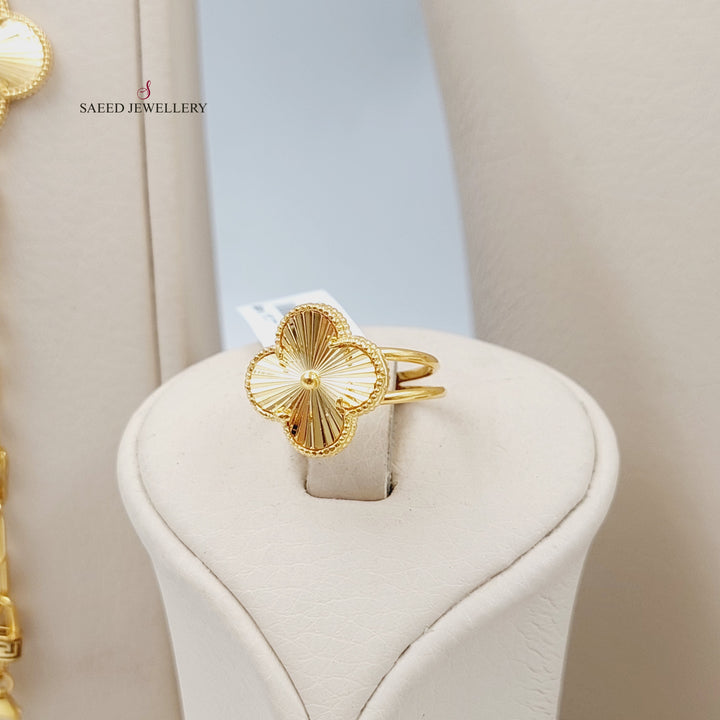 21K Gold Paperclip Clover Set by Saeed Jewelry - Image 3