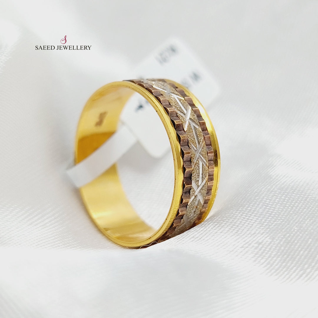 Colored CNC Wedding Ring Made of 21K Gold by مجوهرات الشيخ سعيد 