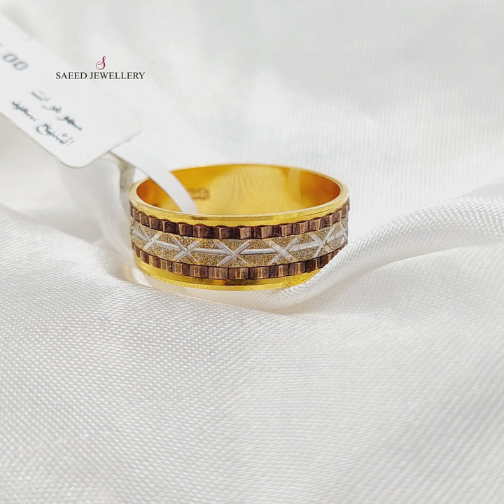 Colored CNC Wedding Ring Made of 21K Gold by مجوهرات الشيخ سعيد 