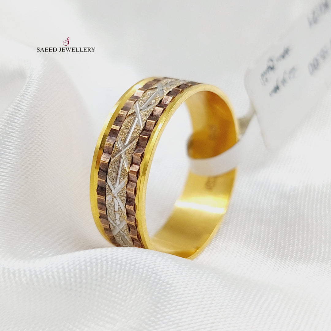 Colored CNC Wedding Ring Made of 21K Gold by مجوهرات الشيخ سعيد 