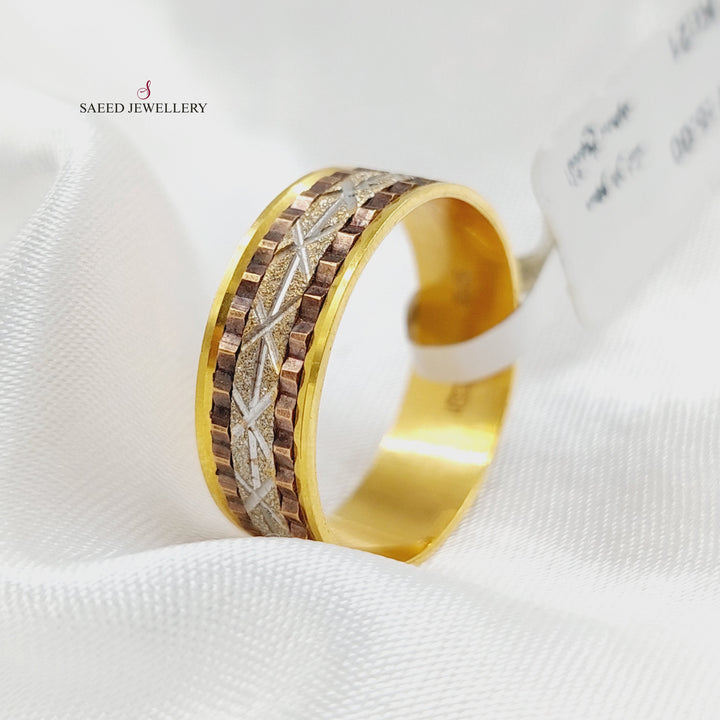 Colored CNC Wedding Ring Made of 21K Gold by مجوهرات الشيخ سعيد 