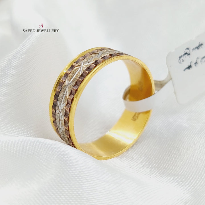 Colored CNC Wedding Ring Made of 21K Gold by مجوهرات الشيخ سعيد 