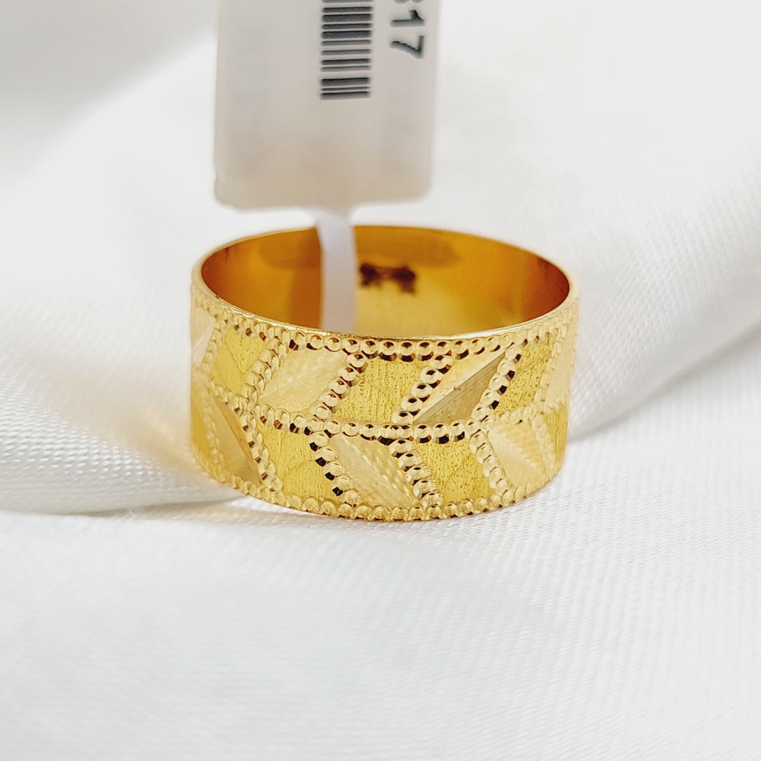 21K Gold Arrow CNC Wedding Ring by Saeed Jewelry - Image 4