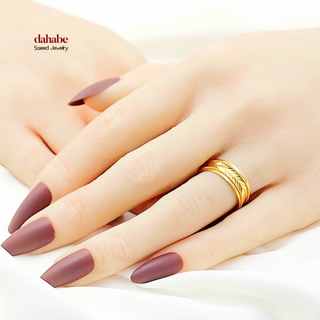 CNC Arrow Wedding Ring Made of 21K Gold by Saeed Jewelry 