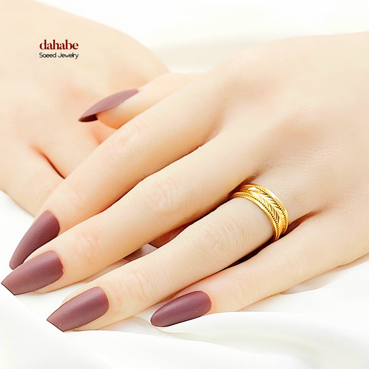 CNC Arrow Wedding Ring Made of 21K Gold by Saeed Jewelry 