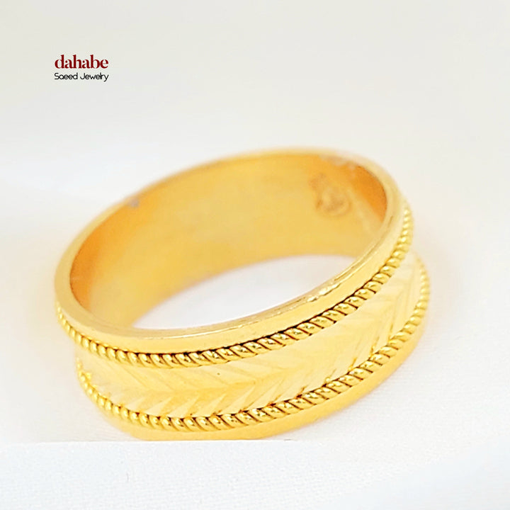 CNC Arrow Wedding Ring Made of 21K Gold by Saeed Jewelry 