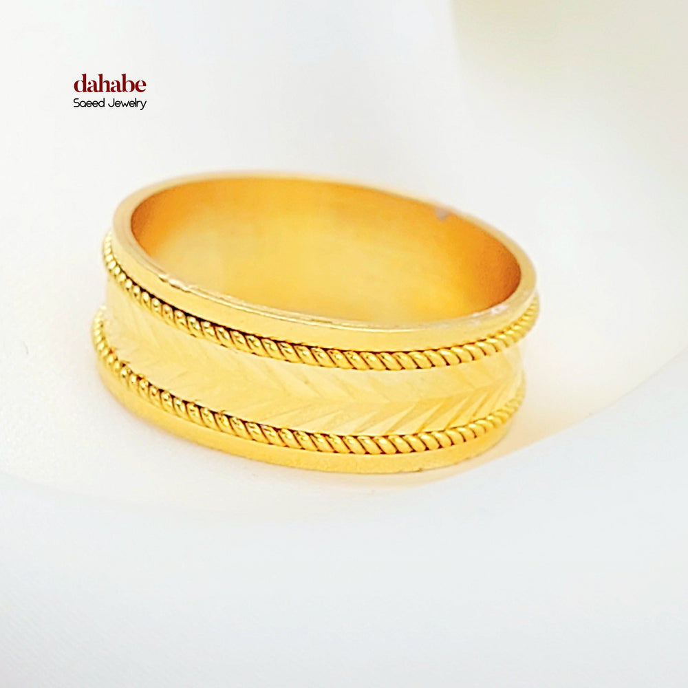 CNC Arrow Wedding Ring Made of 21K Gold by Saeed Jewelry 