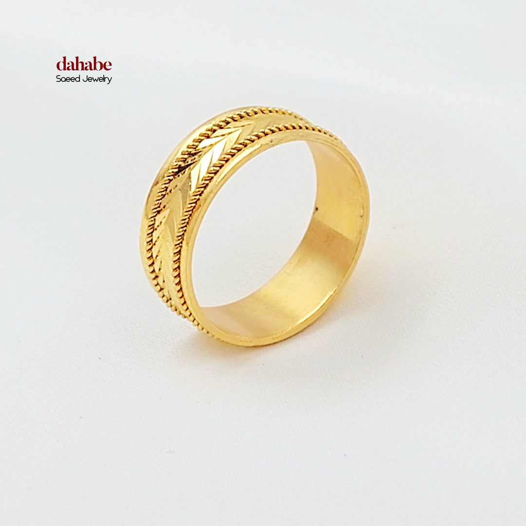 CNC Arrow Wedding Ring Made of 21K Gold by Saeed Jewelry 
