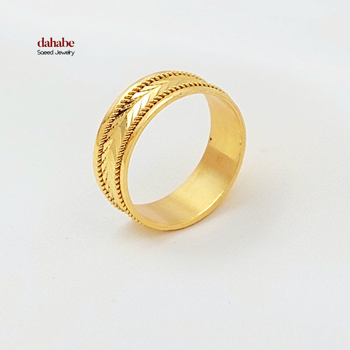 CNC Arrow Wedding Ring Made of 21K Gold by Saeed Jewelry 