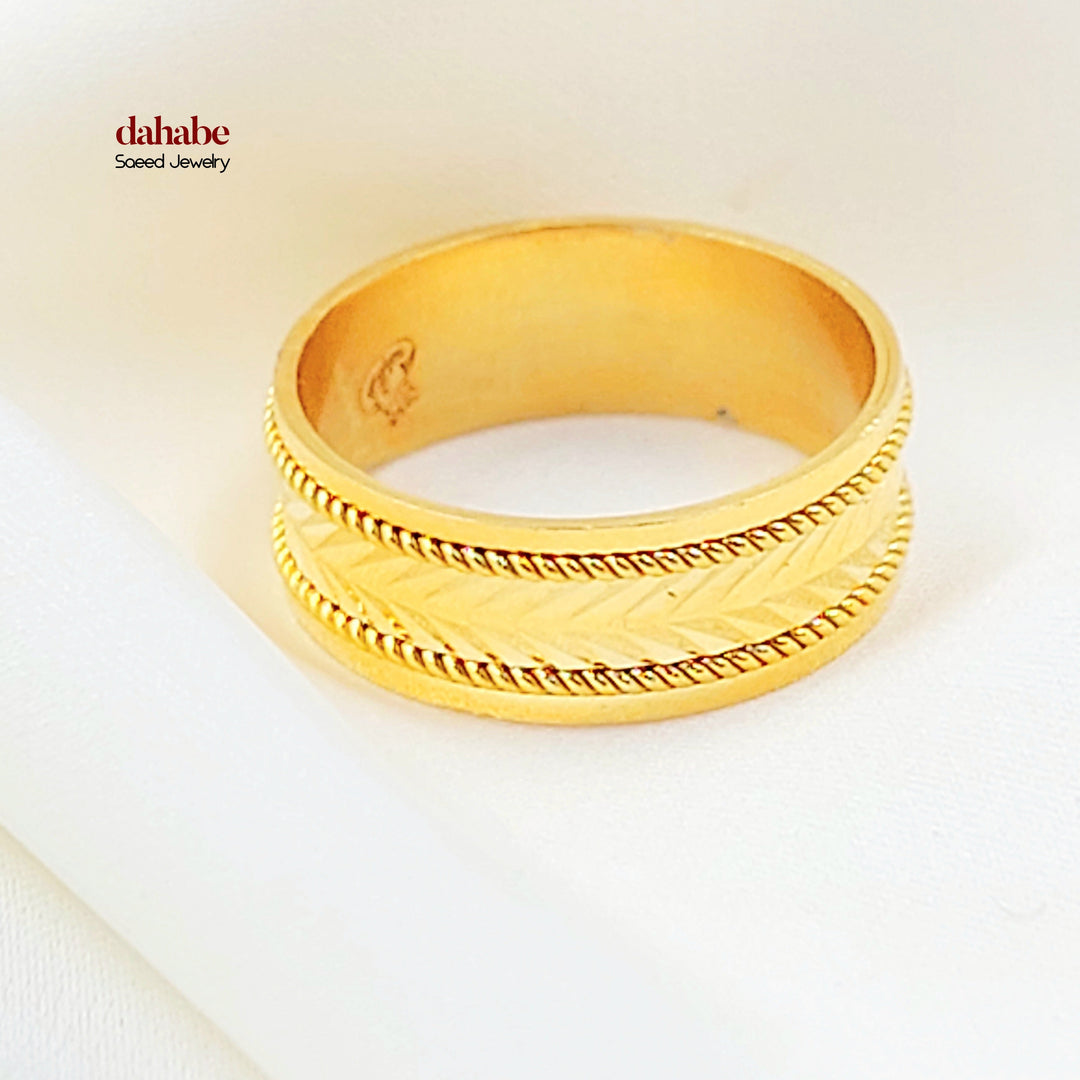 CNC Arrow Wedding Ring Made of 21K Gold by Saeed Jewelry 