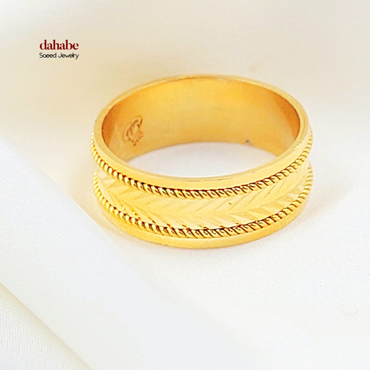 CNC Arrow Wedding Ring Made of 21K Gold by Saeed Jewelry 