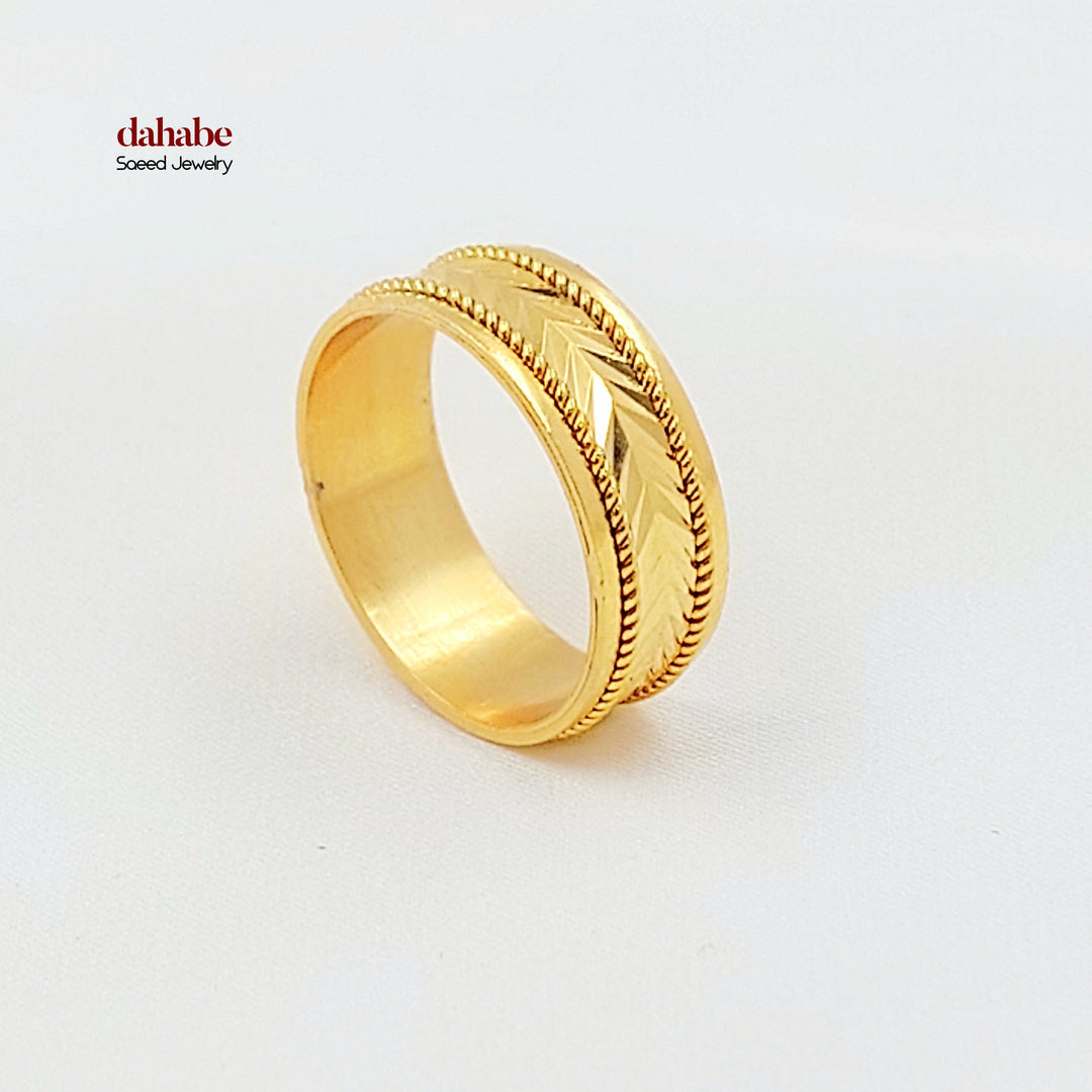 CNC Arrow Wedding Ring Made of 21K Gold by Saeed Jewelry 