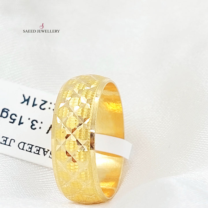 CNC Rhombus Wedding Ring Made of 21K Gold by Saeed Jewelry 