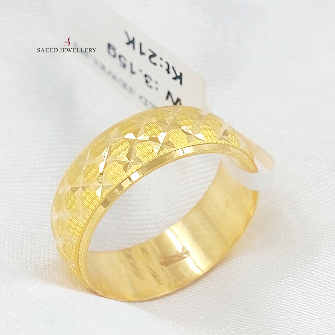 CNC Rhombus Wedding Ring Made of 21K Gold by Saeed Jewelry 