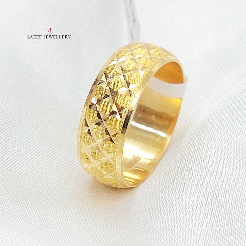 CNC Rhombus Wedding Ring Made of 21K Gold by Saeed Jewelry 