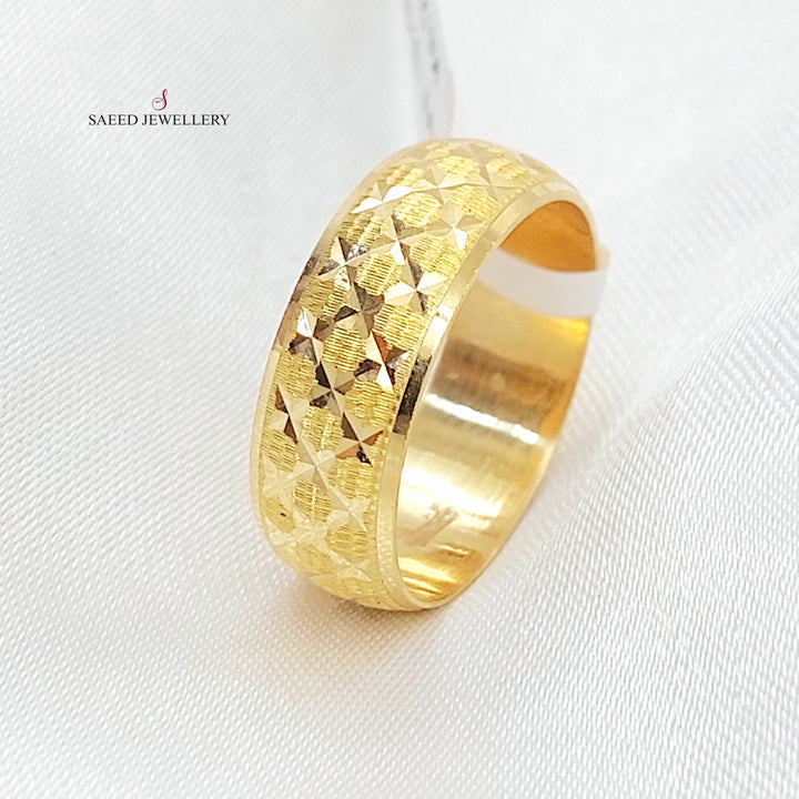 CNC Rhombus Wedding Ring Made of 21K Gold by Saeed Jewelry 