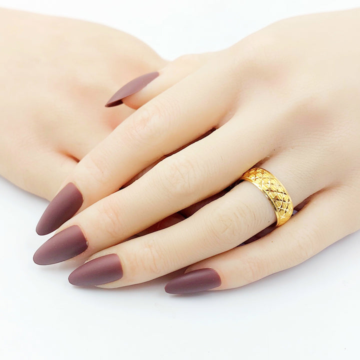 CNC Rhombus Wedding Ring Made of 21K Gold by Saeed Jewelry 