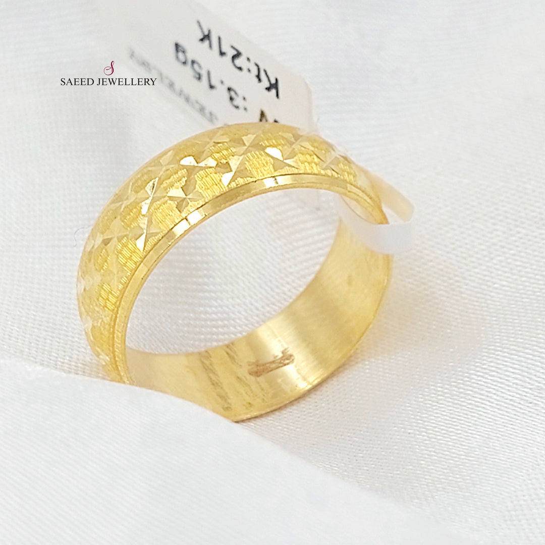 CNC Rhombus Wedding Ring Made of 21K Gold by Saeed Jewelry 