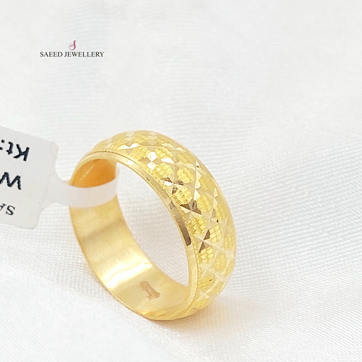 CNC Rhombus Wedding Ring Made of 21K Gold by Saeed Jewelry 