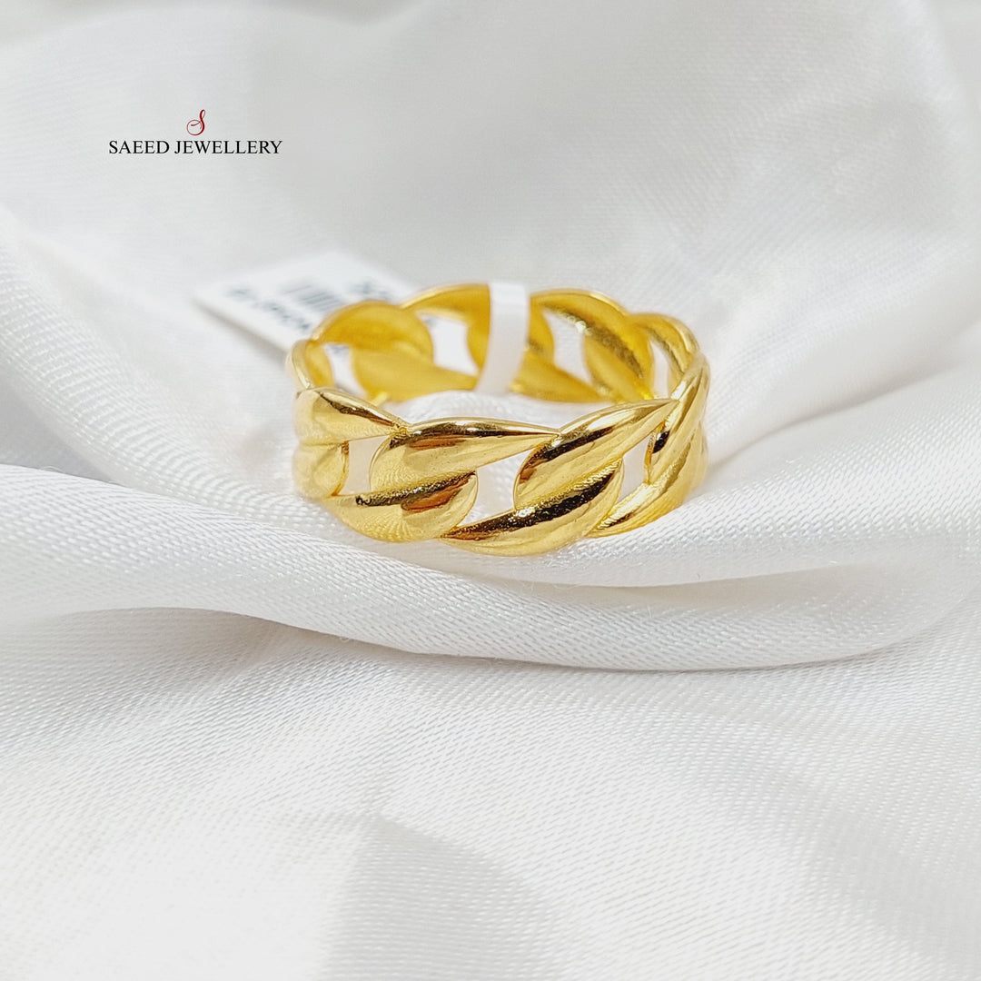 21K Gold Cuban Links Wedding Ring by Saeed Jewelry - Image 3