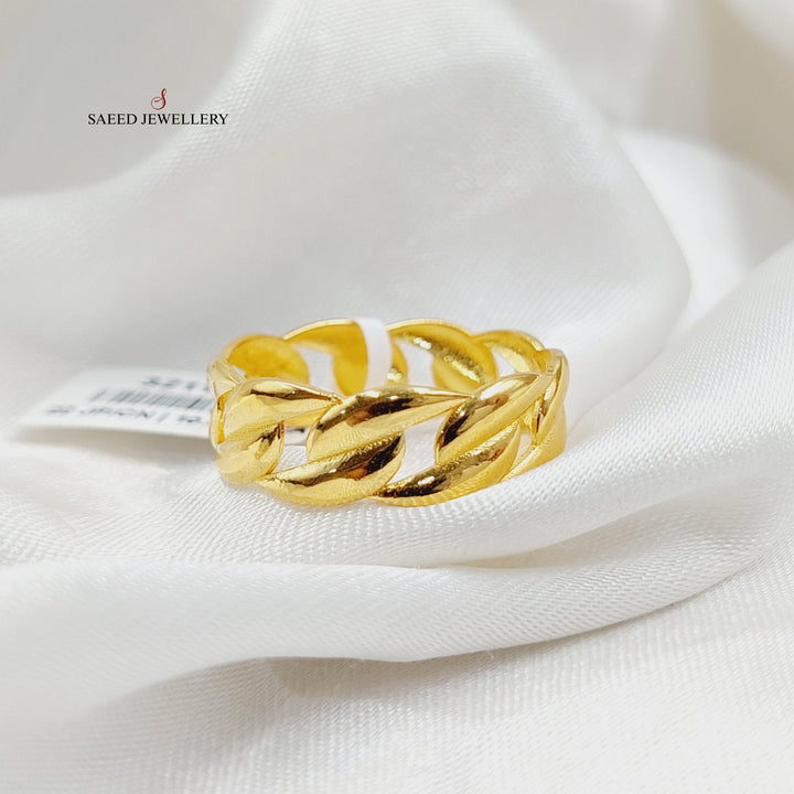 21K Gold Cuban Links Wedding Ring by Saeed Jewelry - Image 1