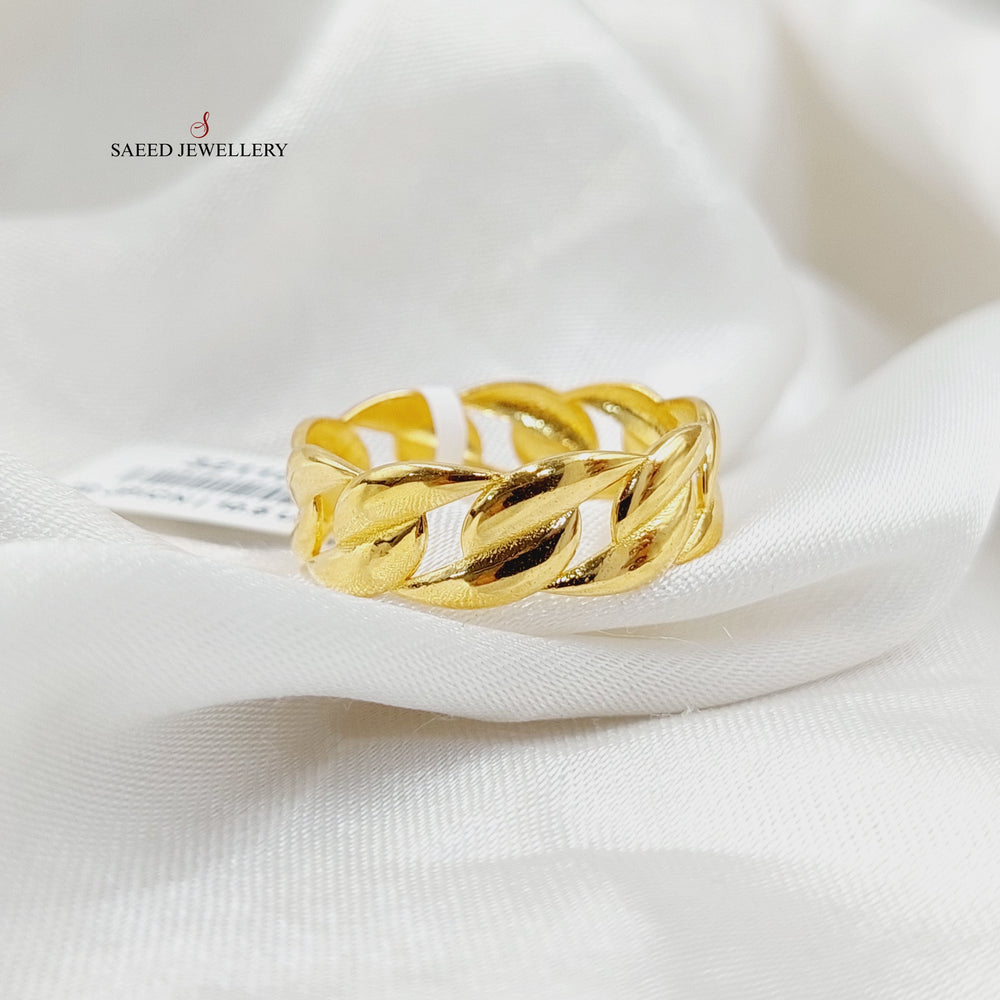 21K Gold Cuban Links Wedding Ring by Saeed Jewelry - Image 2