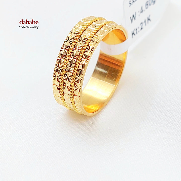 Deluxe Engraved Wedding Ring Made of 21K Gold by Saeed Jewelry 