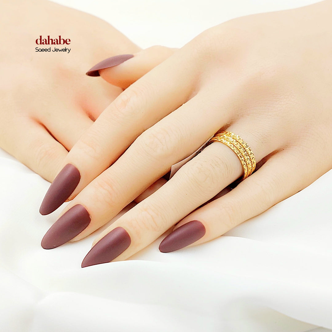 Deluxe Engraved Wedding Ring Made of 21K Gold by Saeed Jewelry 