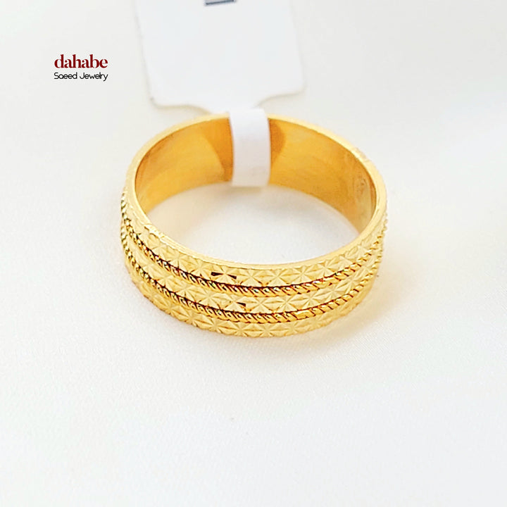 Deluxe Engraved Wedding Ring Made of 21K Gold by Saeed Jewelry 