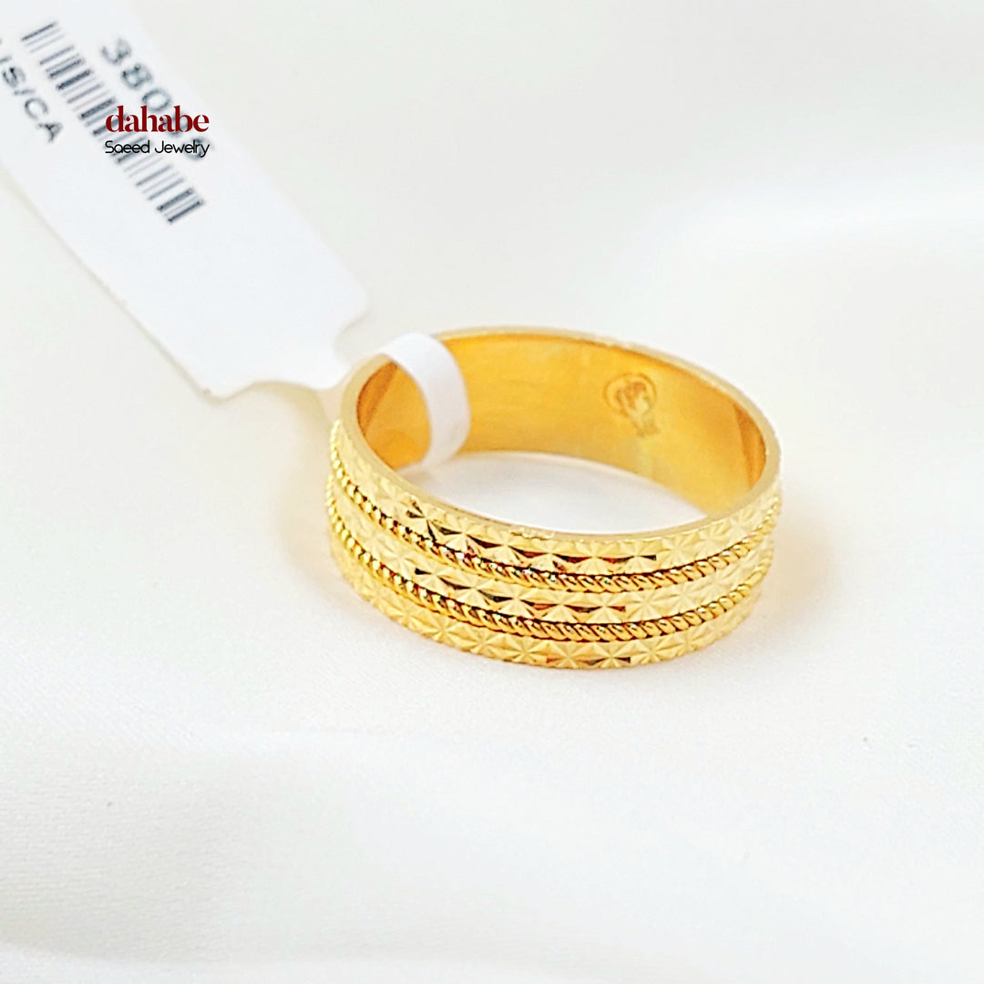 Deluxe Engraved Wedding Ring Made of 21K Gold by Saeed Jewelry 