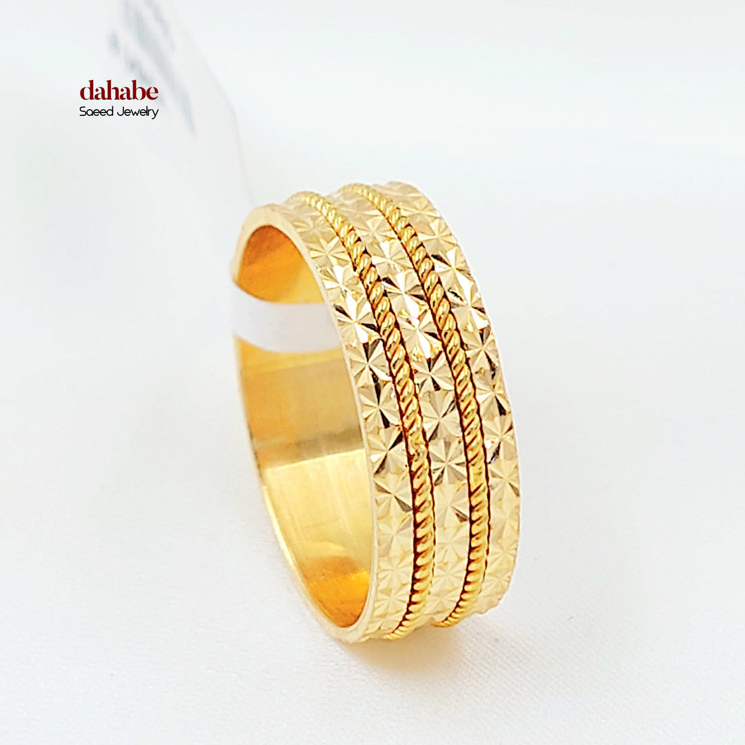 Deluxe Engraved Wedding Ring Made of 21K Gold by Saeed Jewelry 