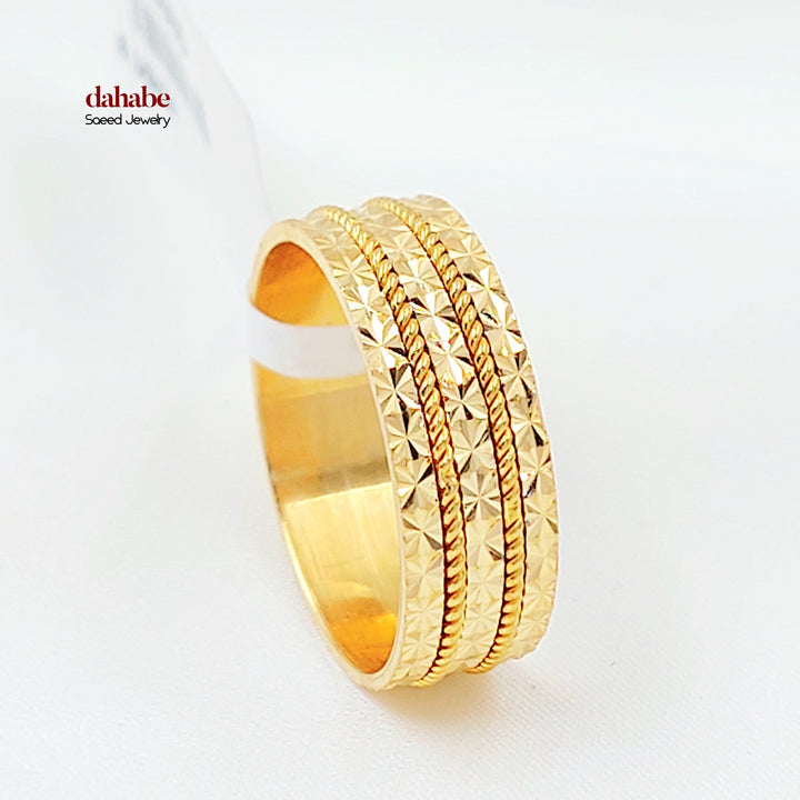 Deluxe Engraved Wedding Ring Made of 21K Gold by Saeed Jewelry 