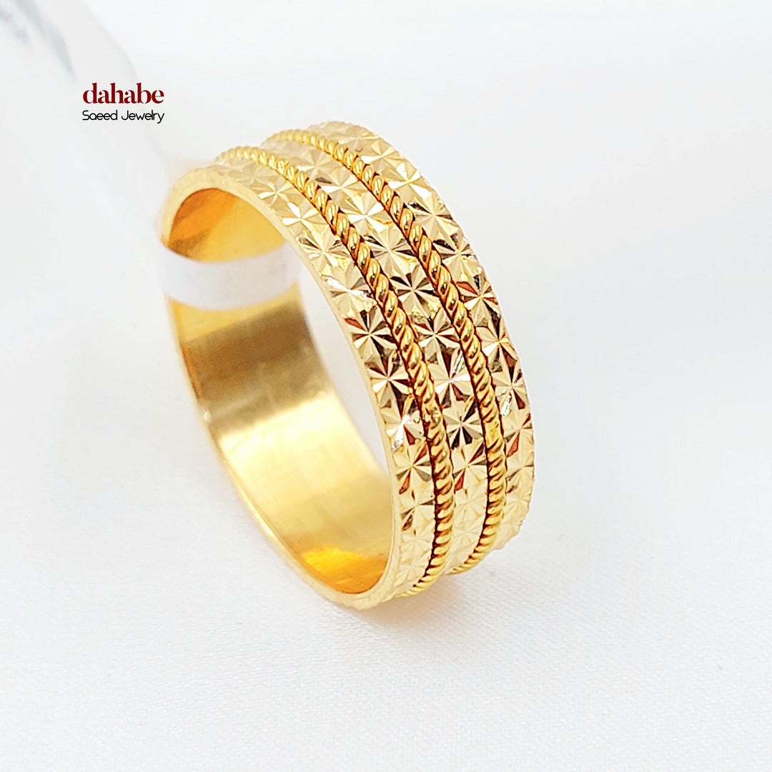 Deluxe Engraved Wedding Ring Made of 21K Gold by Saeed Jewelry 