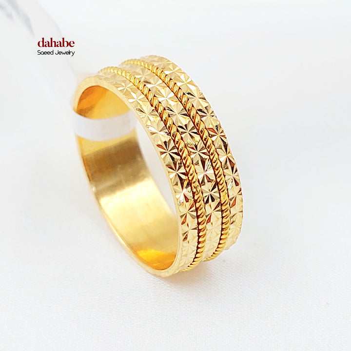 Deluxe Engraved Wedding Ring Made of 21K Gold by Saeed Jewelry 