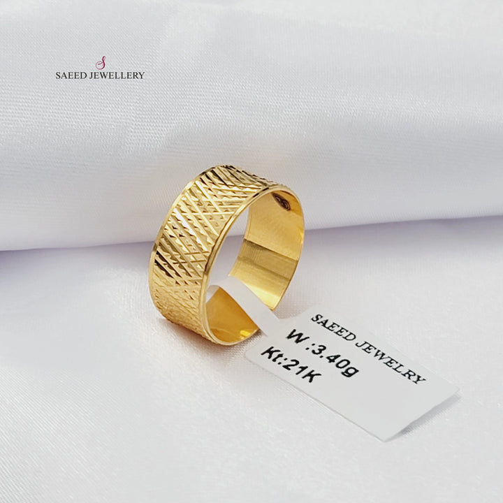 Engraved CNC Wedding Ring Made of 21K Gold by Saeed Jewelry 