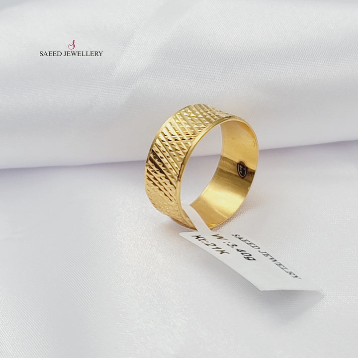 Engraved CNC Wedding Ring Made of 21K Gold by Saeed Jewelry 