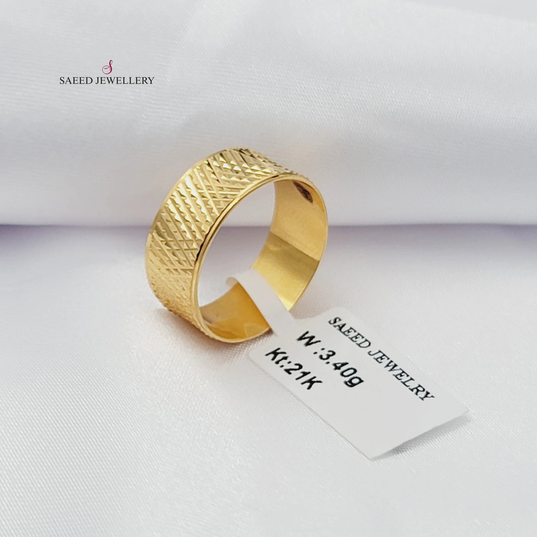 Engraved CNC Wedding Ring Made of 21K Gold by Saeed Jewelry 