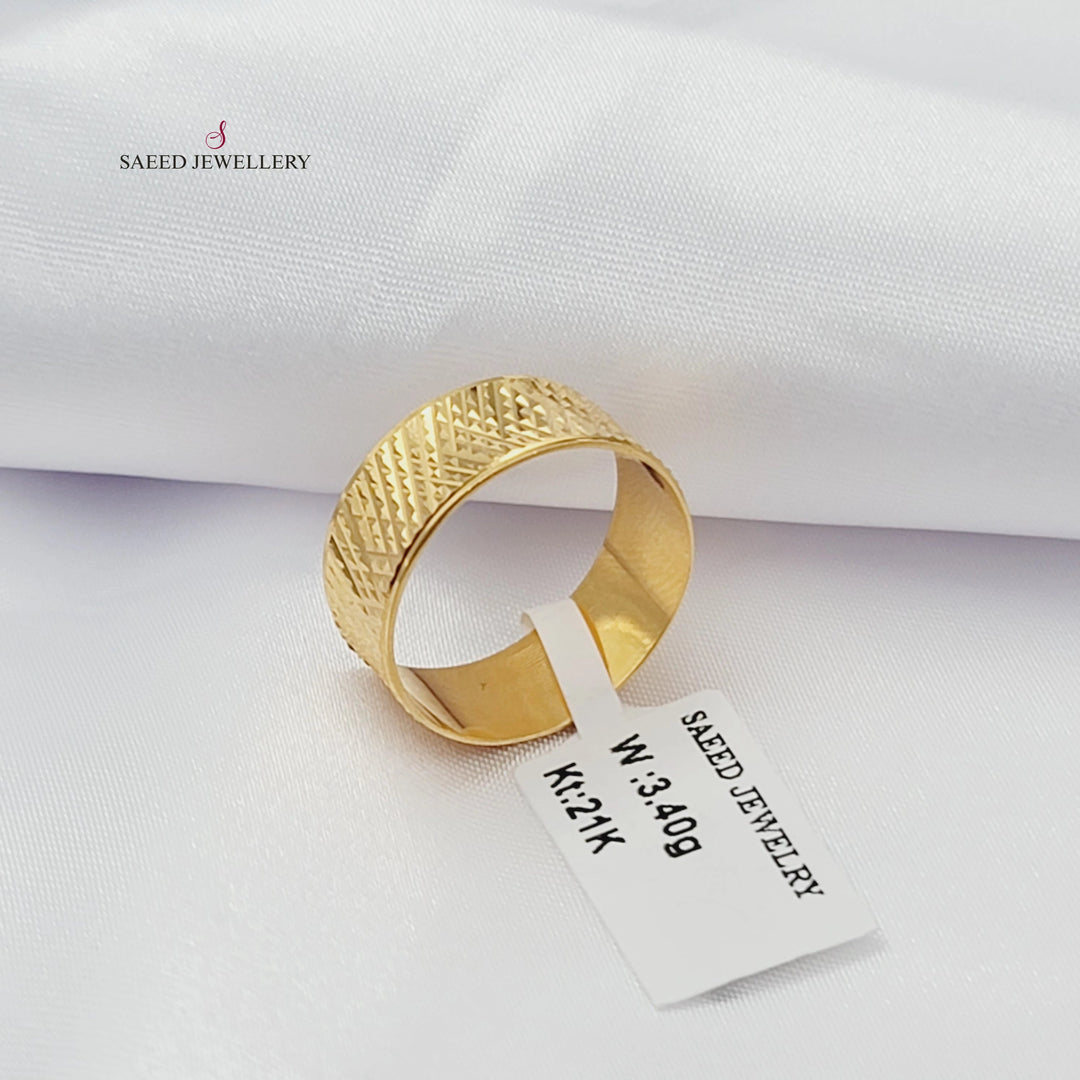 Engraved CNC Wedding Ring Made of 21K Gold by Saeed Jewelry 