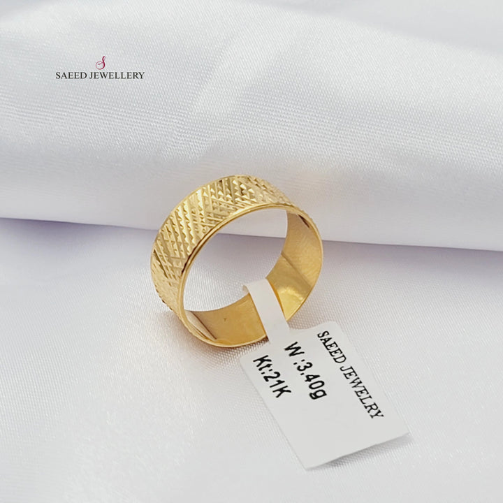 Engraved CNC Wedding Ring Made of 21K Gold by Saeed Jewelry 