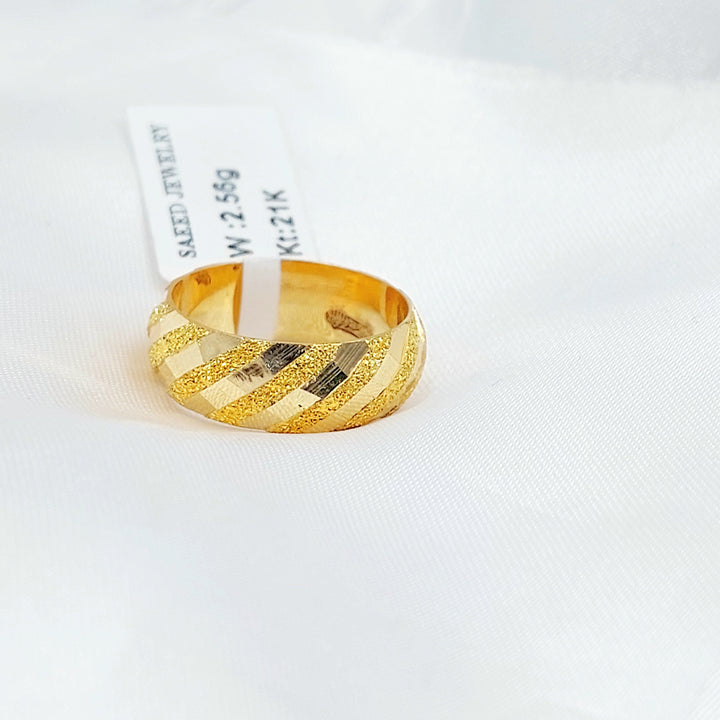 Engraved Wedding Ring Made of 21K Gold by Saeed Jewelry 
